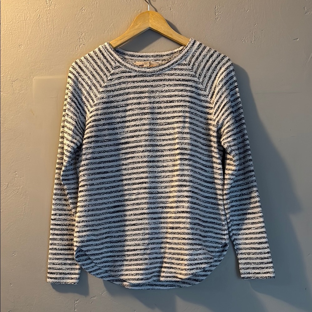 LOFT Black and White Striped Shirt M